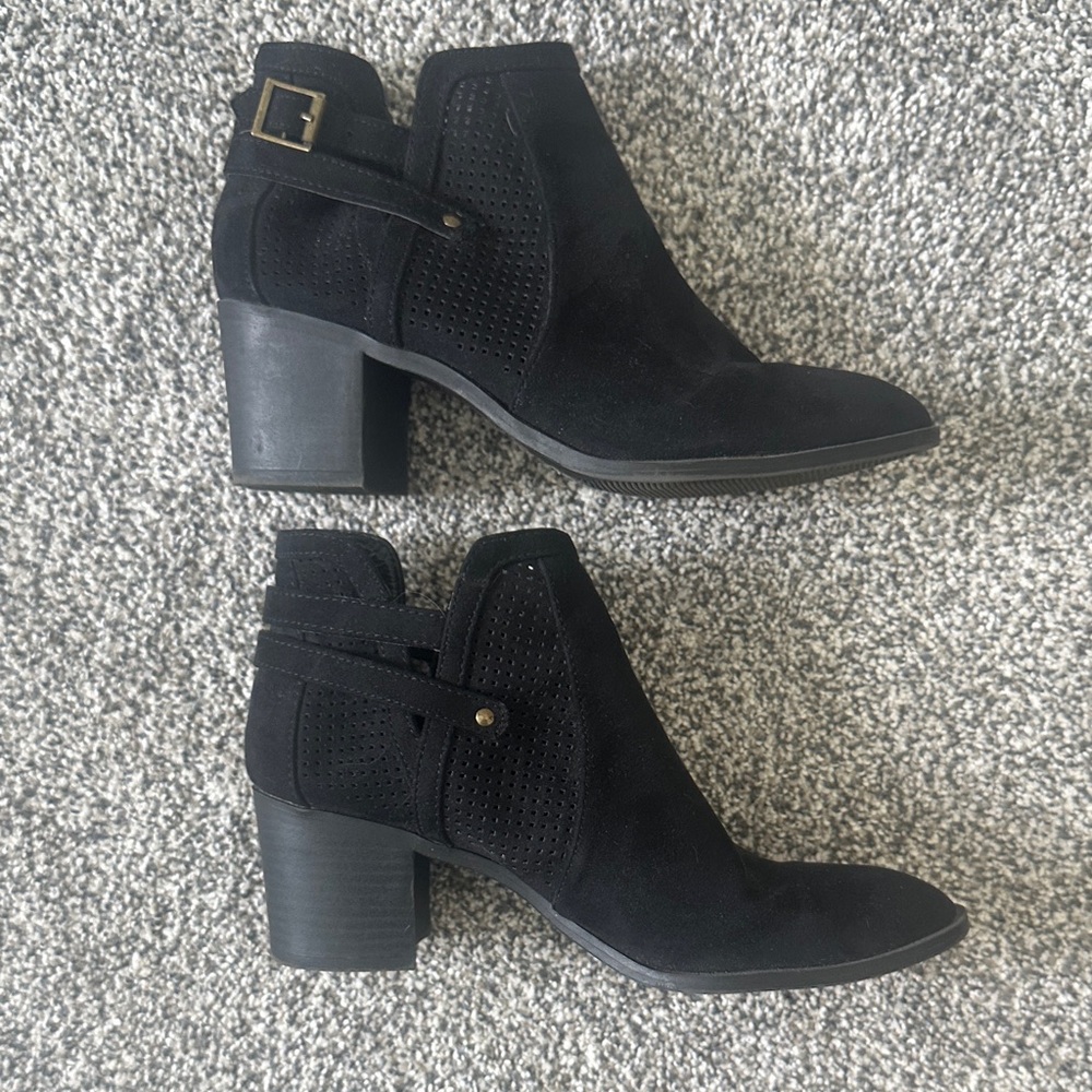 Qupid Black Suede Ankle Booties